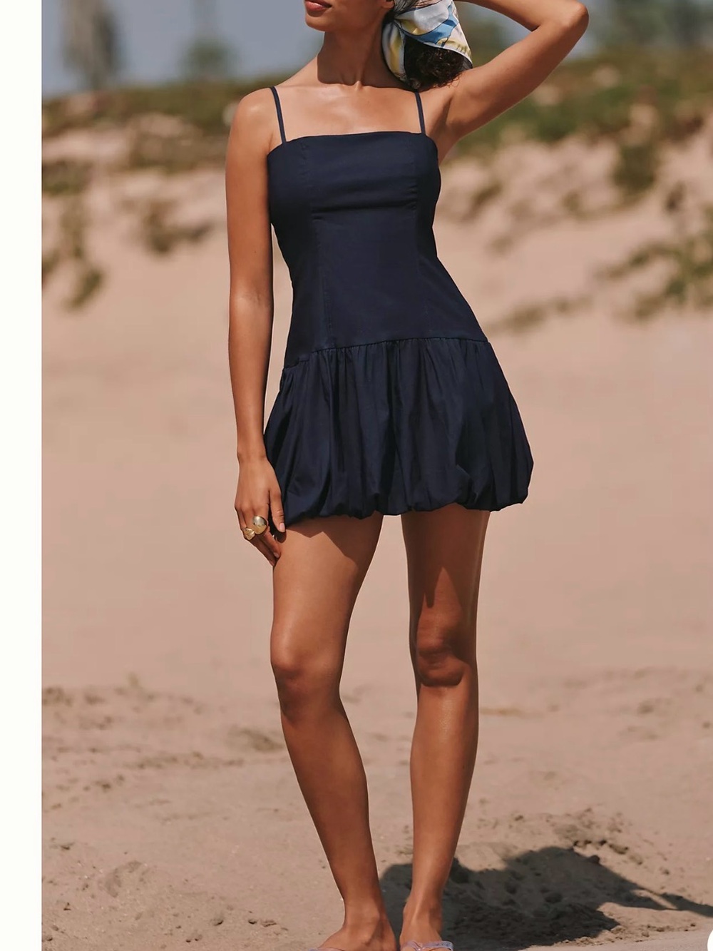 Anthropologie Maeve Square-Neck Poplin Bubble Mini Dress